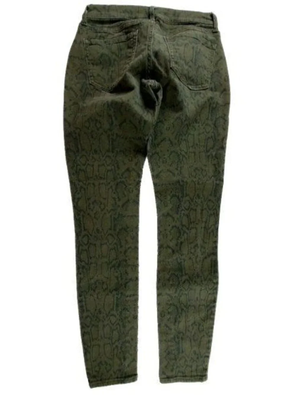 Old Navy Rockstar Jeans Size 2 Skinny Low Rise Green Snakeskin Print Denim Pants